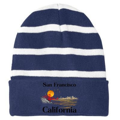 Funny San Francisco California Souvenirs Striped Beanie with Solid Band