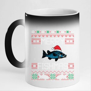 Funny Santa Fish Merry Fishmas Christmas For Fish Angler Gift 11oz Black Color Changing Mug