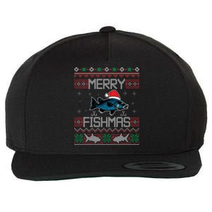 Funny Santa Fish Merry Fishmas Christmas For Fish Angler Gift Wool Snapback Cap