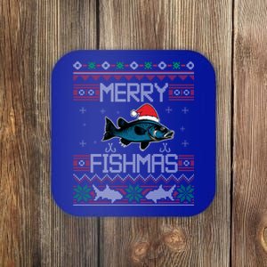 Funny Santa Fish Merry Fishmas Christmas For Fish Angler Gift Coaster