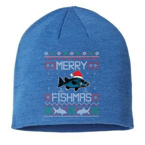 Funny Santa Fish Merry Fishmas Christmas For Fish Angler Gift Sustainable Beanie