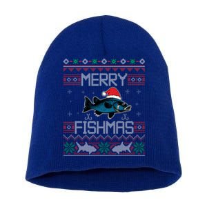 Funny Santa Fish Merry Fishmas Christmas For Fish Angler Gift Short Acrylic Beanie