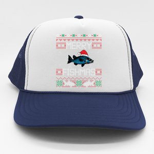 Funny Santa Fish Merry Fishmas Christmas For Fish Angler Gift Trucker Hat