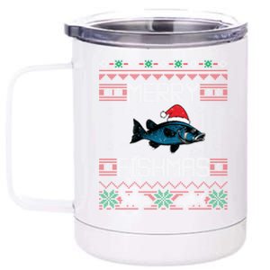 Funny Santa Fish Merry Fishmas Christmas For Fish Angler Gift 12 oz Stainless Steel Tumbler Cup