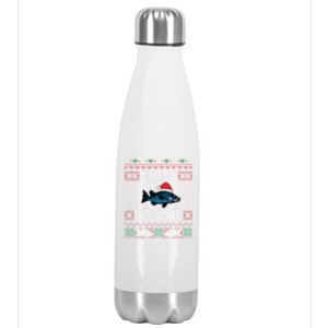 Funny Santa Fish Merry Fishmas Christmas For Fish Angler Gift Stainless Steel Insulated Water Bottle