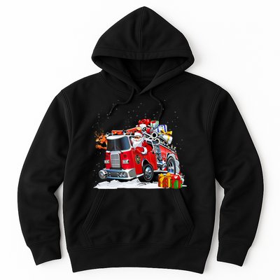 Firefighter Santa Fireman Driving Fire Truck Merry Christmas Hoodie