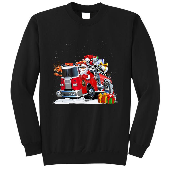 Firefighter Santa Fireman Driving Fire Truck Merry Christmas Sweatshirt