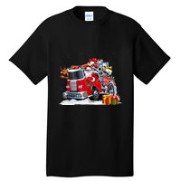 Firefighter Santa Fireman Driving Fire Truck Merry Christmas Tall T-Shirt