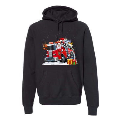 Firefighter Santa Fireman Driving Fire Truck Merry Christmas Premium Hoodie