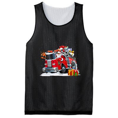 Firefighter Santa Fireman Driving Fire Truck Merry Christmas Mesh Reversible Basketball Jersey Tank