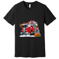 Firefighter Santa Fireman Driving Fire Truck Merry Christmas Premium T-Shirt