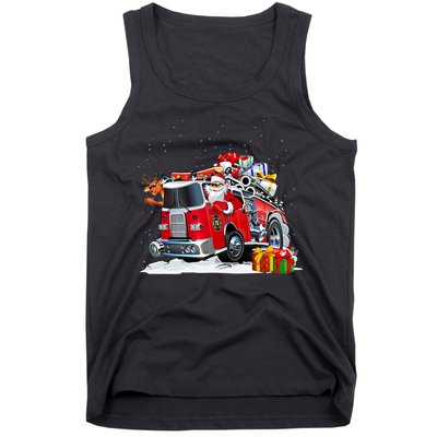 Firefighter Santa Fireman Driving Fire Truck Merry Christmas Tank Top