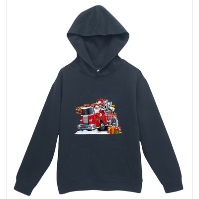 Firefighter Santa Fireman Driving Fire Truck Merry Christmas Urban Pullover Hoodie