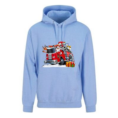 Firefighter Santa Fireman Driving Fire Truck Merry Christmas Unisex Surf Hoodie