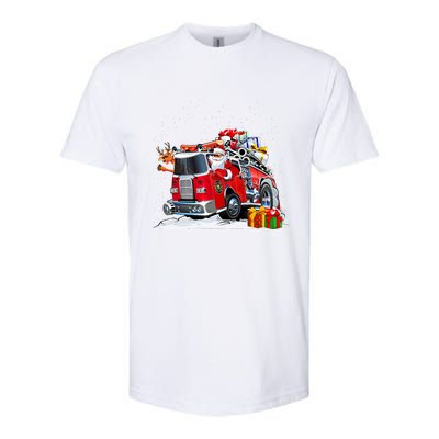 Firefighter Santa Fireman Driving Fire Truck Merry Christmas Softstyle CVC T-Shirt