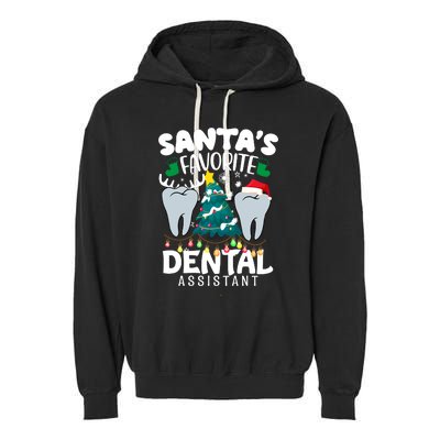 Funny SantaS Favorite Dental Assistant Christmas Santa Hat Garment-Dyed Fleece Hoodie