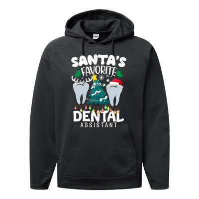 Funny SantaS Favorite Dental Assistant Christmas Santa Hat Performance Fleece Hoodie