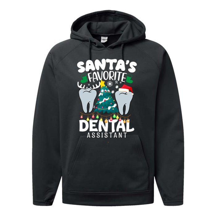 Funny SantaS Favorite Dental Assistant Christmas Santa Hat Performance Fleece Hoodie