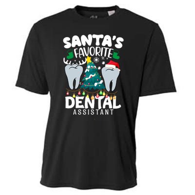 Funny SantaS Favorite Dental Assistant Christmas Santa Hat Cooling Performance Crew T-Shirt