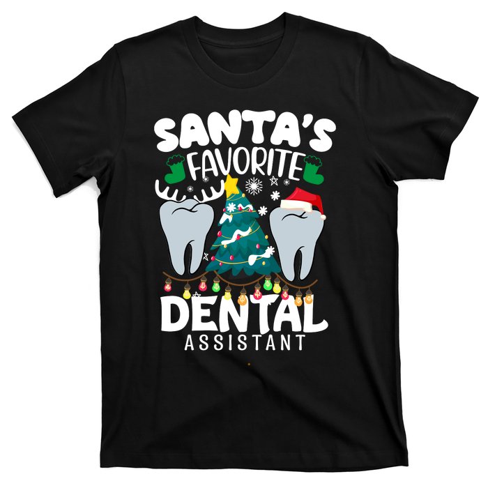 Funny SantaS Favorite Dental Assistant Christmas Santa Hat T-Shirt