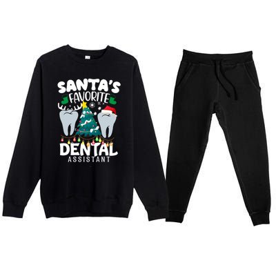 Funny SantaS Favorite Dental Assistant Christmas Santa Hat Premium Crewneck Sweatsuit Set