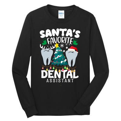 Funny SantaS Favorite Dental Assistant Christmas Santa Hat Tall Long Sleeve T-Shirt