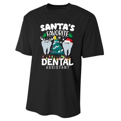 Funny SantaS Favorite Dental Assistant Christmas Santa Hat Performance Sprint T-Shirt