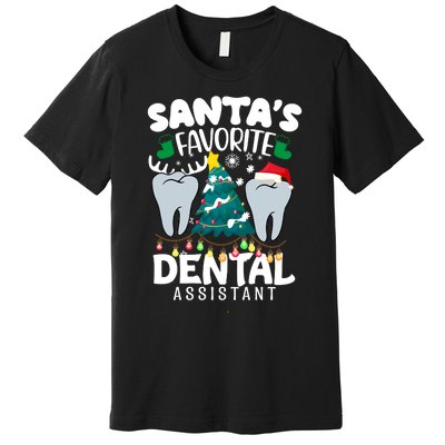 Funny SantaS Favorite Dental Assistant Christmas Santa Hat Premium T-Shirt