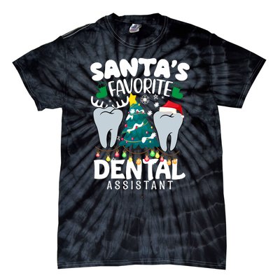 Funny SantaS Favorite Dental Assistant Christmas Santa Hat Tie-Dye T-Shirt