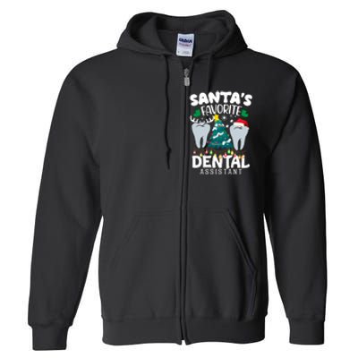 Funny SantaS Favorite Dental Assistant Christmas Santa Hat Full Zip Hoodie