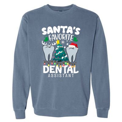 Funny SantaS Favorite Dental Assistant Christmas Santa Hat Garment-Dyed Sweatshirt