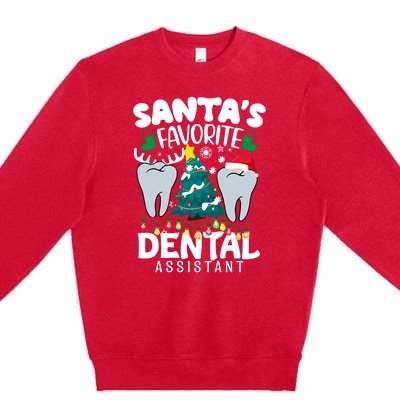 Funny SantaS Favorite Dental Assistant Christmas Santa Hat Premium Crewneck Sweatshirt