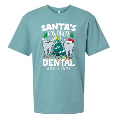 Funny SantaS Favorite Dental Assistant Christmas Santa Hat Sueded Cloud Jersey T-Shirt