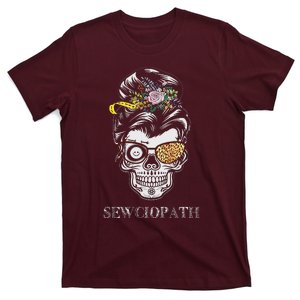 Funny Sewciopath Floral Sewing Leopard Flowers Skull Lady T-Shirt