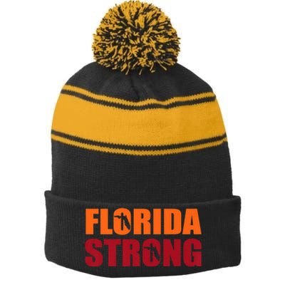 Florida Strong Stripe Pom Pom Beanie