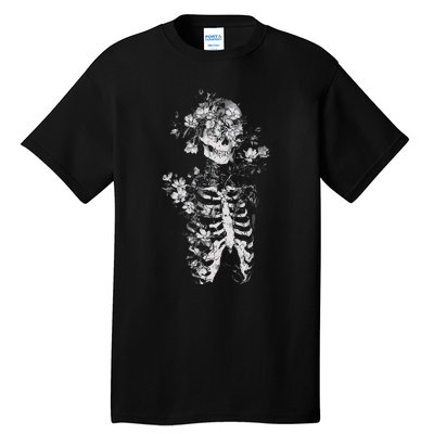 Floral Skeleton Flowers Goth Occult Death Dark Alt Aesthetic Tall T-Shirt