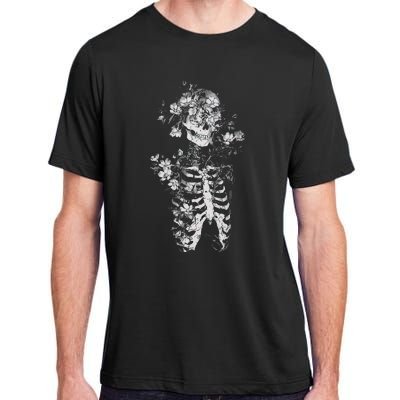 Floral Skeleton Flowers Goth Occult Death Dark Alt Aesthetic Adult ChromaSoft Performance T-Shirt