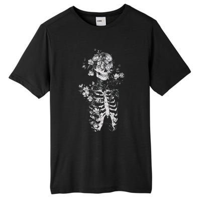 Floral Skeleton Flowers Goth Occult Death Dark Alt Aesthetic Tall Fusion ChromaSoft Performance T-Shirt