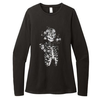 Floral Skeleton Flowers Goth Occult Death Dark Alt Aesthetic Womens CVC Long Sleeve Shirt