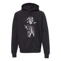 Floral Skeleton Flowers Goth Occult Death Dark Alt Aesthetic Premium Hoodie