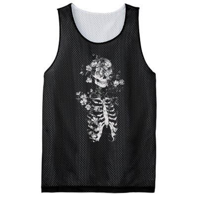 Floral Skeleton Flowers Goth Occult Death Dark Alt Aesthetic Mesh Reversible Basketball Jersey Tank