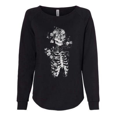 Floral Skeleton Flowers Goth Occult Death Dark Alt Aesthetic Womens California Wash Sweatshirt