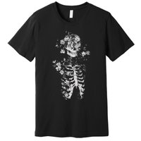 Floral Skeleton Flowers Goth Occult Death Dark Alt Aesthetic Premium T-Shirt