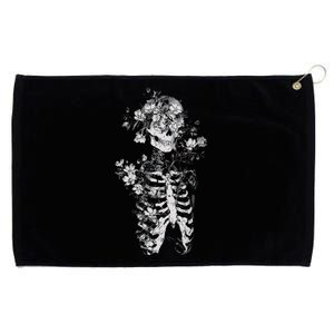 Floral Skeleton Flowers Goth Occult Death Dark Alt Aesthetic Grommeted Golf Towel