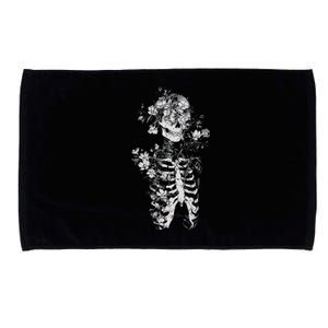 Floral Skeleton Flowers Goth Occult Death Dark Alt Aesthetic Microfiber Hand Towel