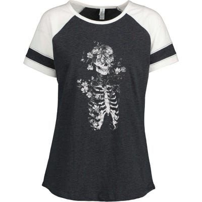 Floral Skeleton Flowers Goth Occult Death Dark Alt Aesthetic Enza Ladies Jersey Colorblock Tee