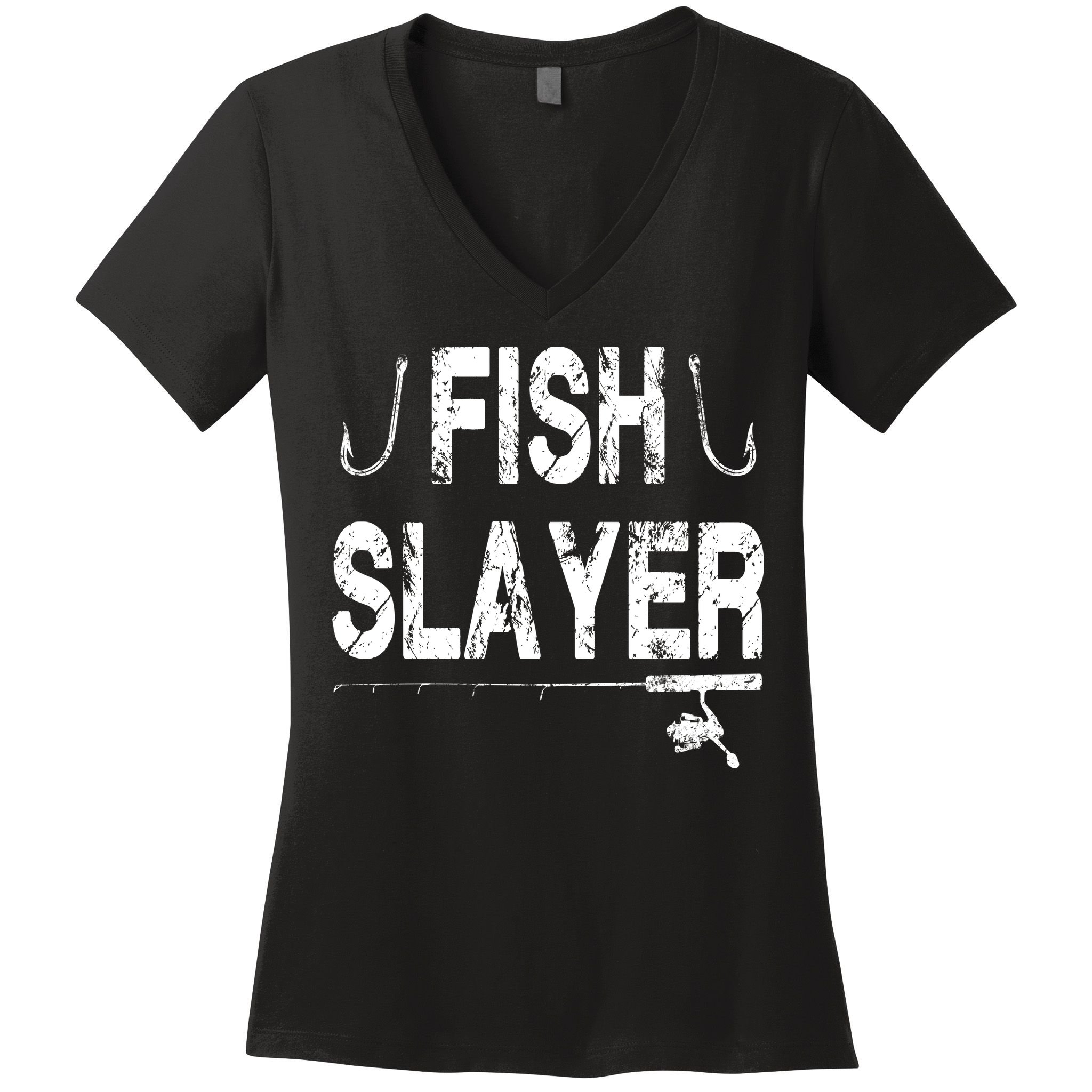 Fish Slayer Women's V-Neck T-Shirt