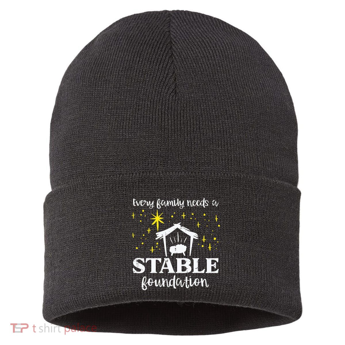 Family Stable Foundation Christian Jesus Christmas Xmas Sustainable Knit Beanie