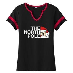 Funny Santa Face Christmas Parody The North Pole Ladies Halftime Notch Neck Tee