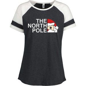 Funny Santa Face Christmas Parody The North Pole Enza Ladies Jersey Colorblock Tee